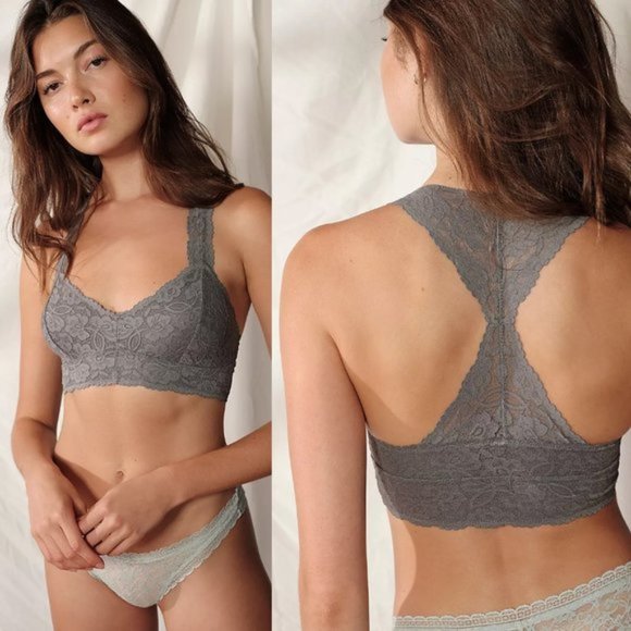 Free People Other - NEW Free People Intimately Galloon Lace Racerback Bralette Gray M